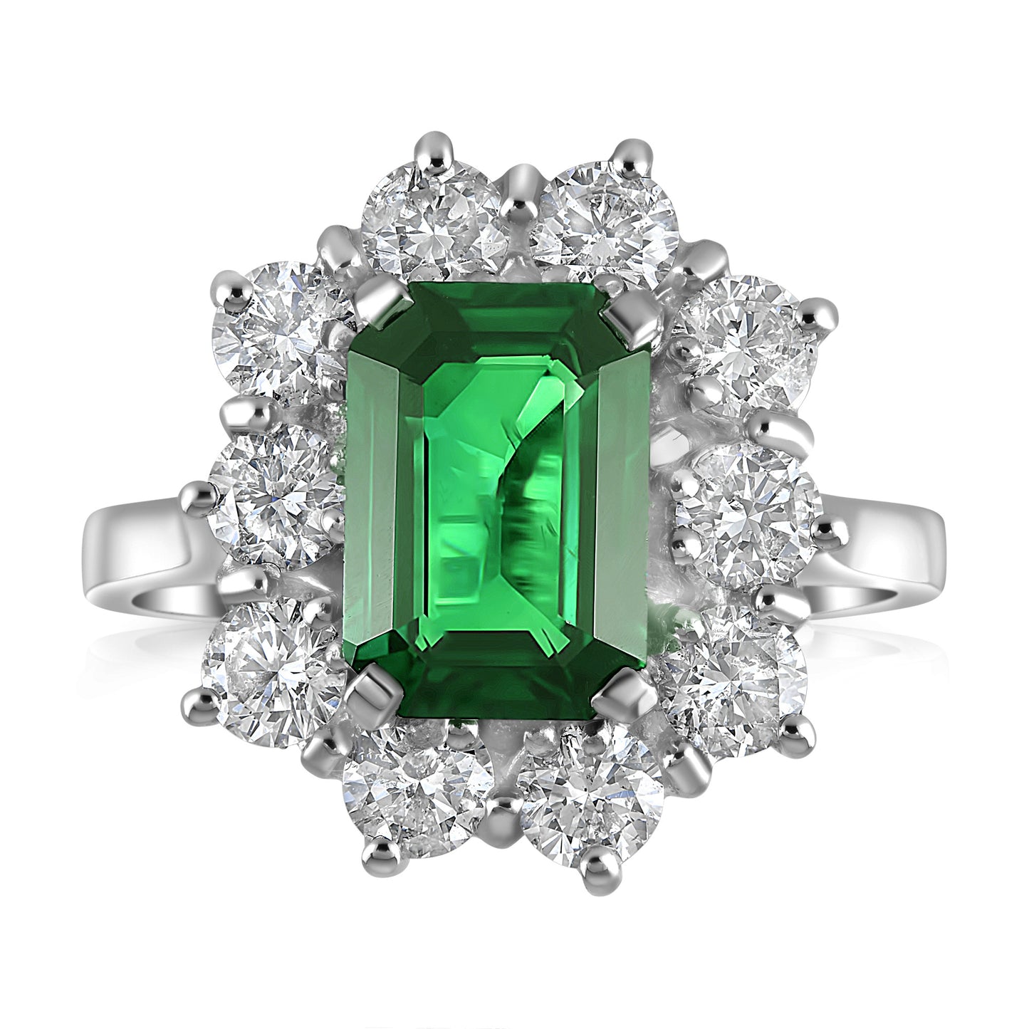 Emerald Cluster Platinum Ring