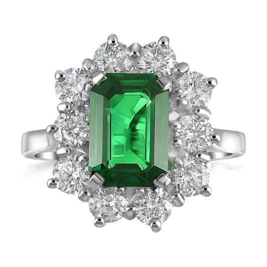 Emerald Cluster Platinum Ring