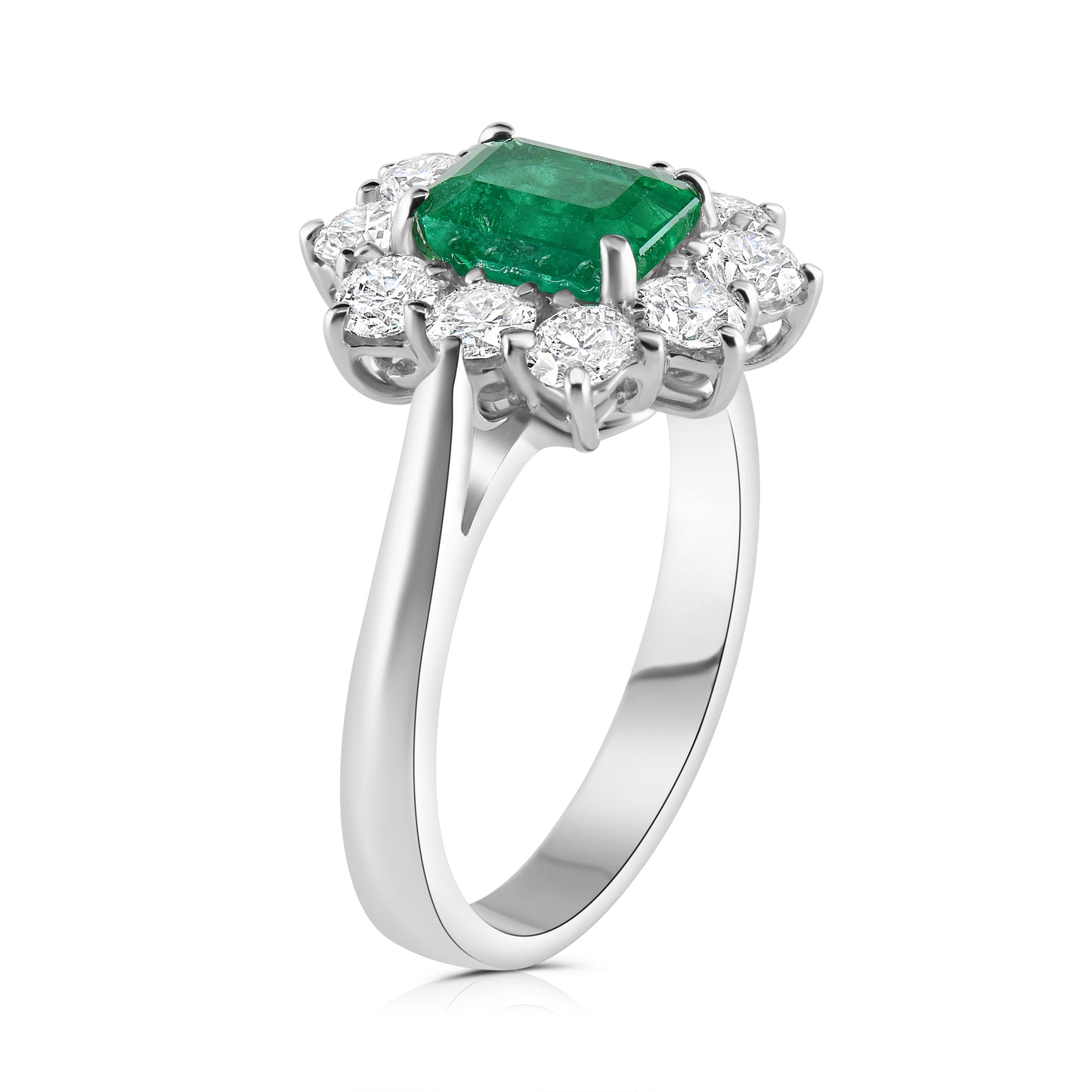 Emerald Cluster Platinum Ring