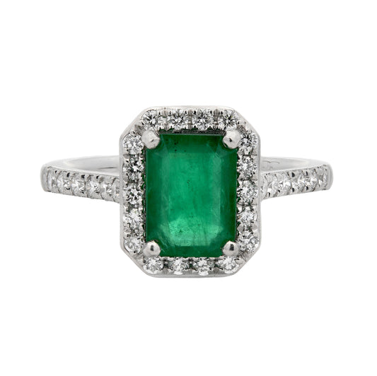 Emerald Halo Ring