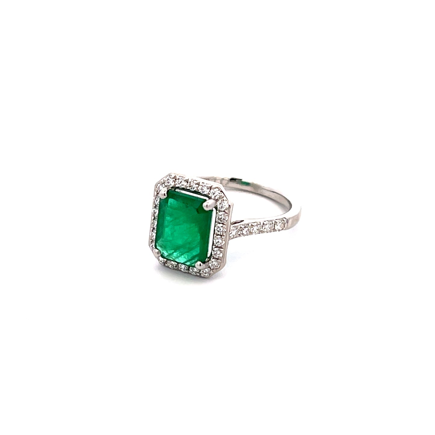 Emerald Halo Platinum Ring