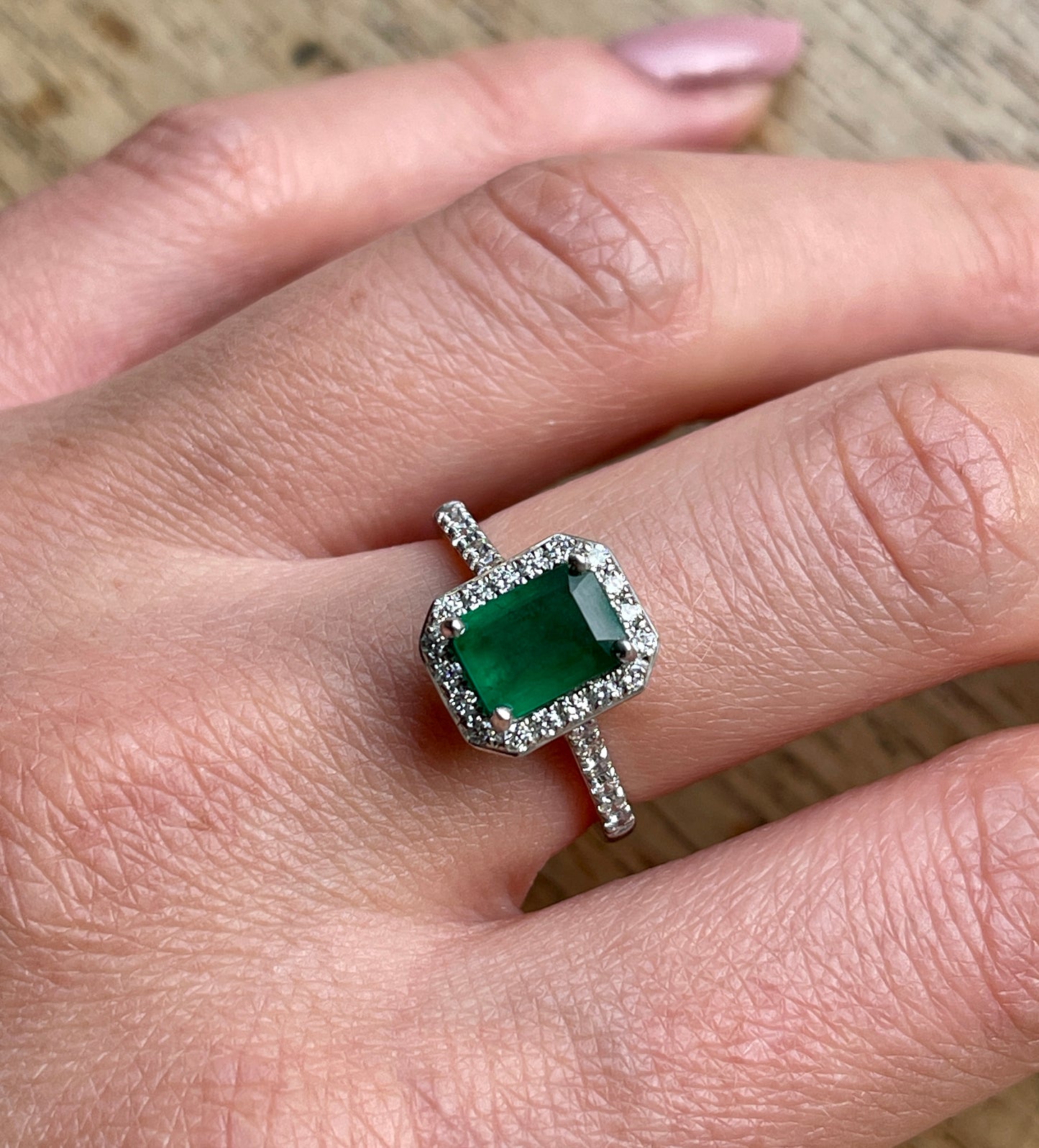 Emerald Halo Ring