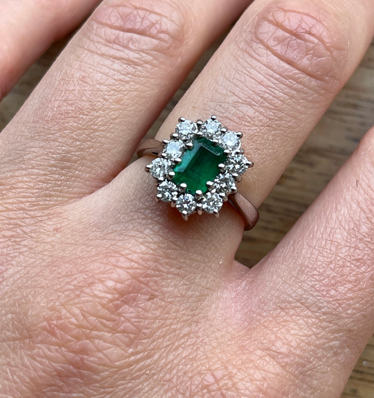 Emerald Cluster Platinum Ring