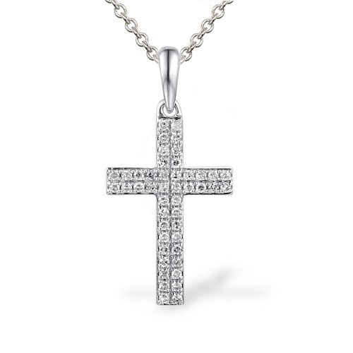 White Gold Double Cross Pendant