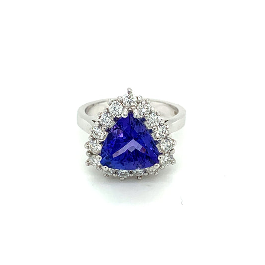 Trilliant Tanzanite Cluster Ring