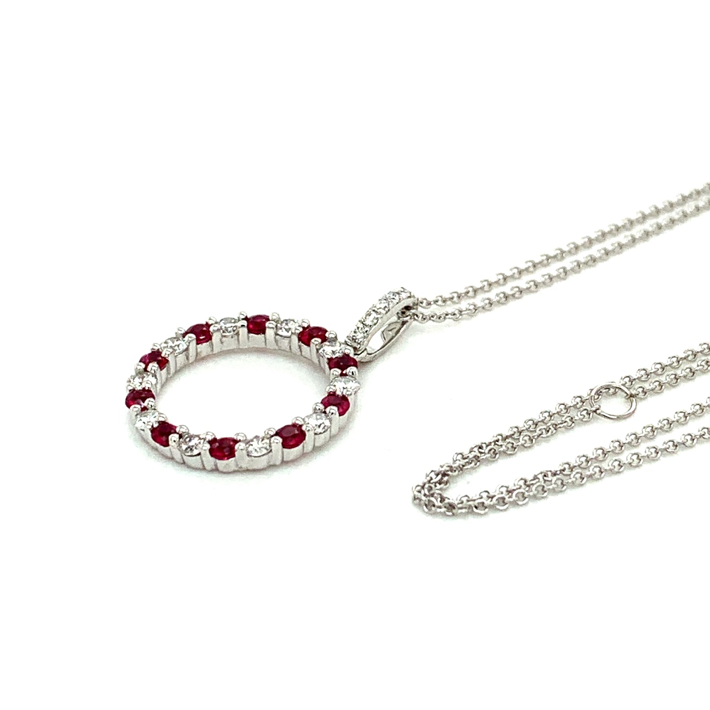 Ruby Circle Pendant Necklace