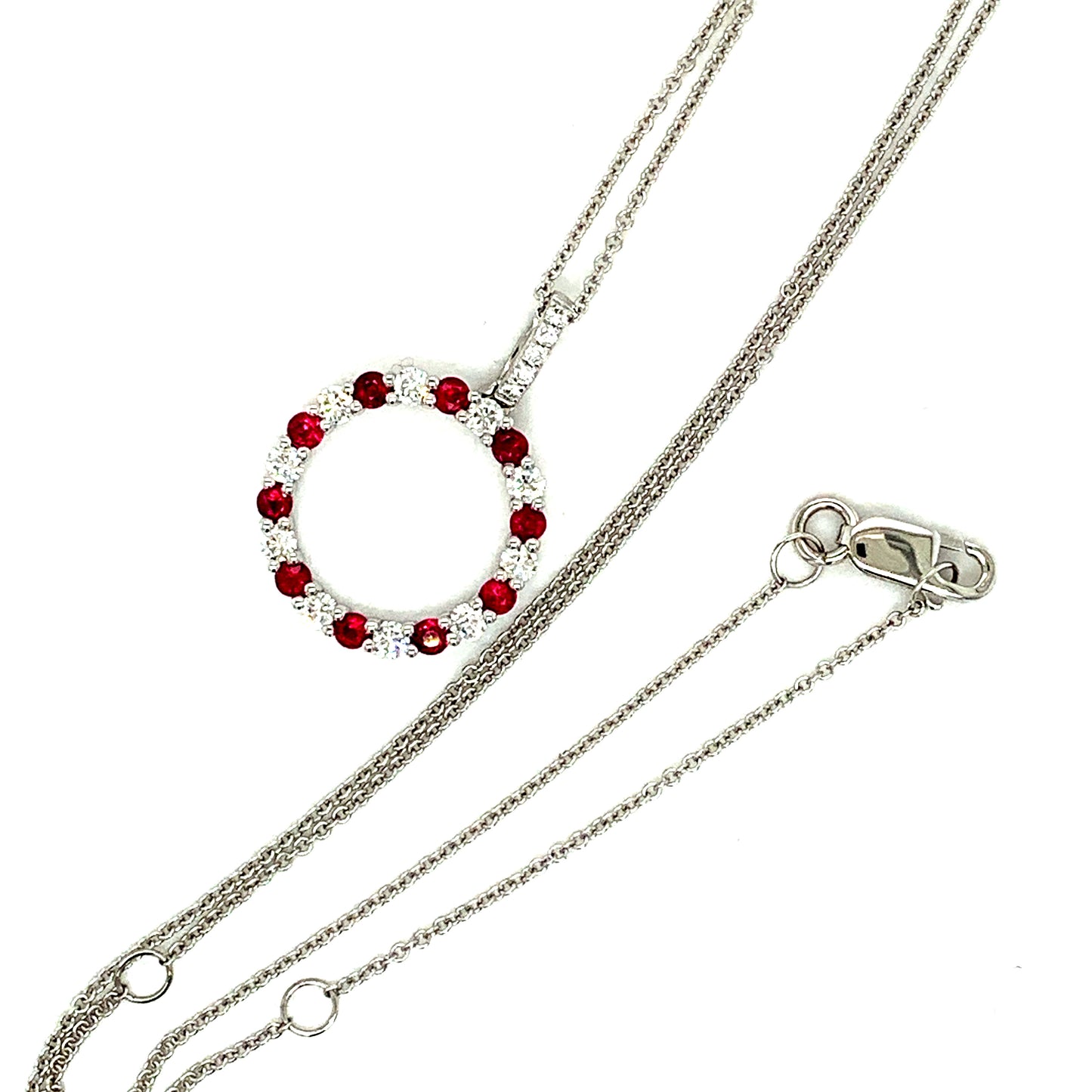 Ruby Circle Pendant Necklace