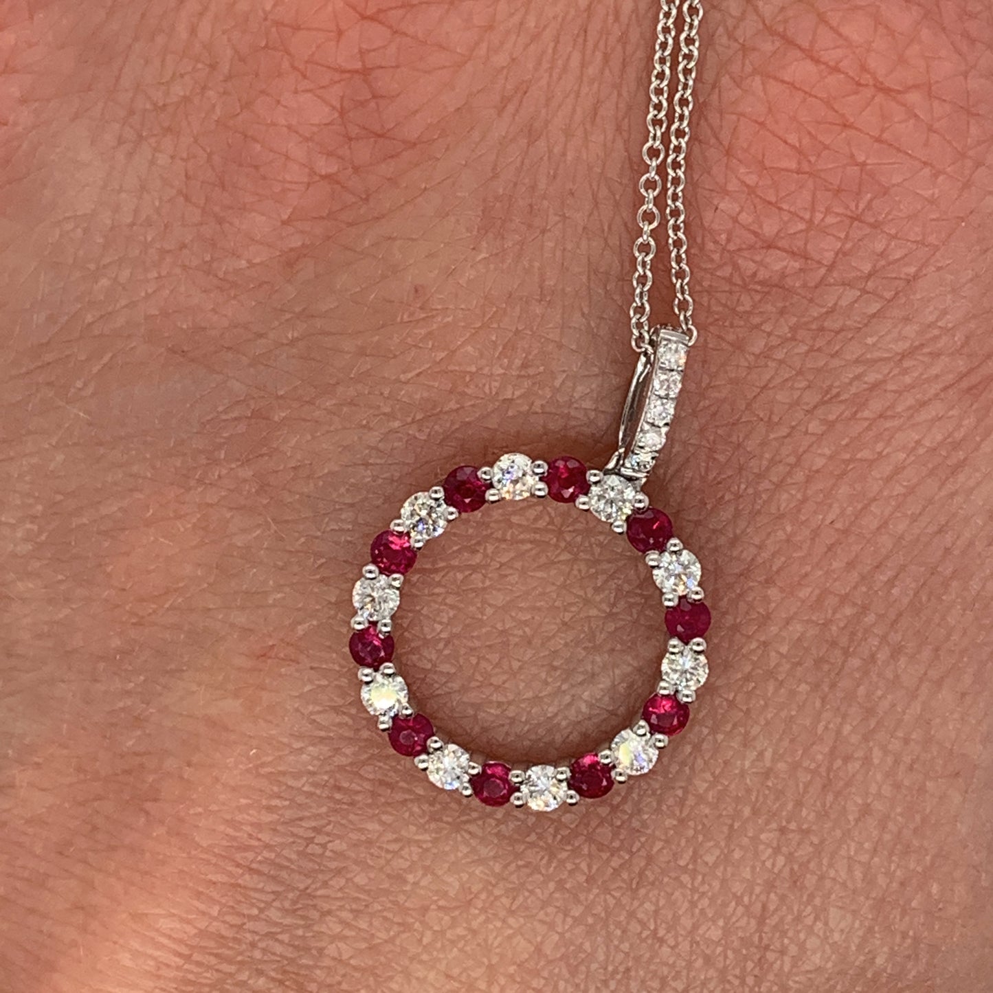 Ruby Circle Pendant Necklace