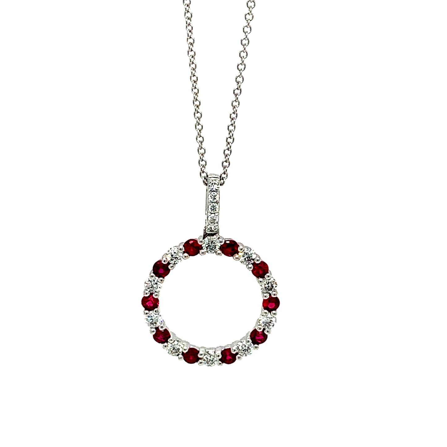 Ruby Circle Pendant Necklace