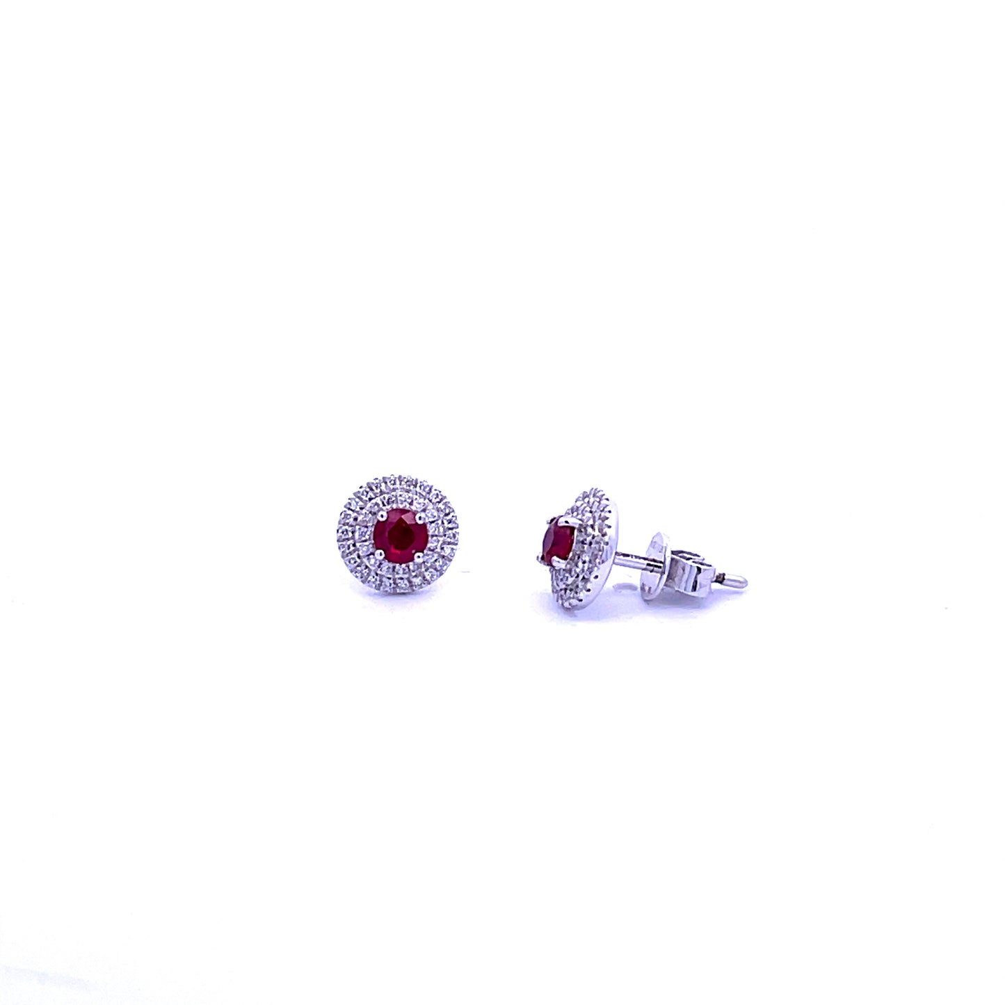 Ruby Double Halo Earrings