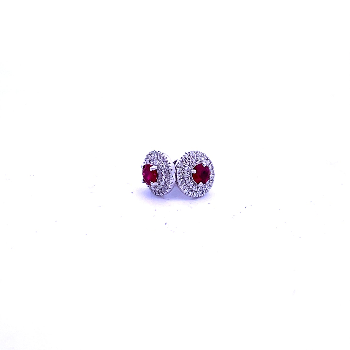 Ruby Double Halo Earrings