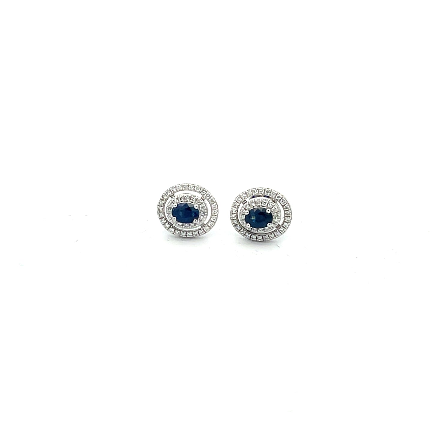 Double Halo Sapphire Earrings