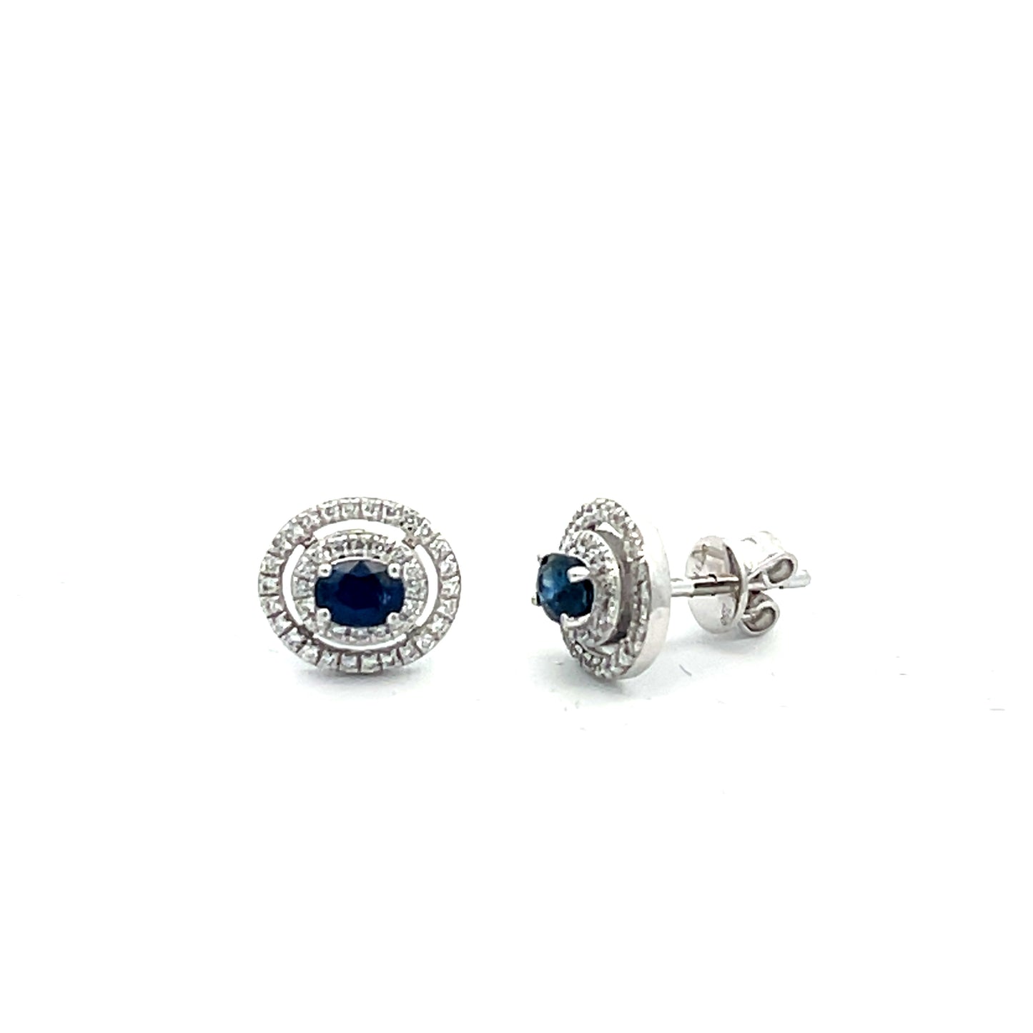 Double Halo Sapphire Earrings