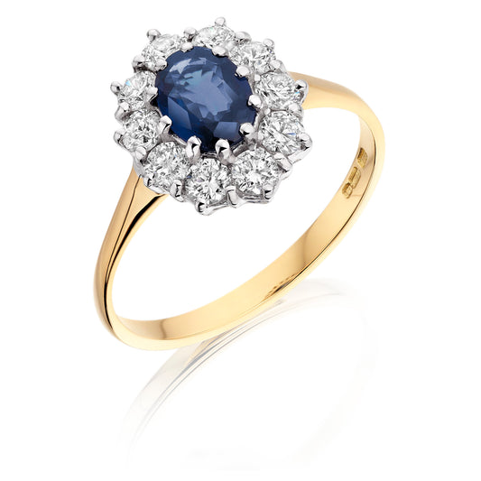 Sapphire Diamond Cluster Ring