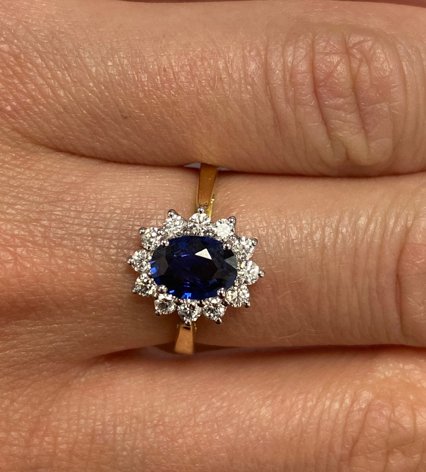 Sapphire Diamond Cluster Ring