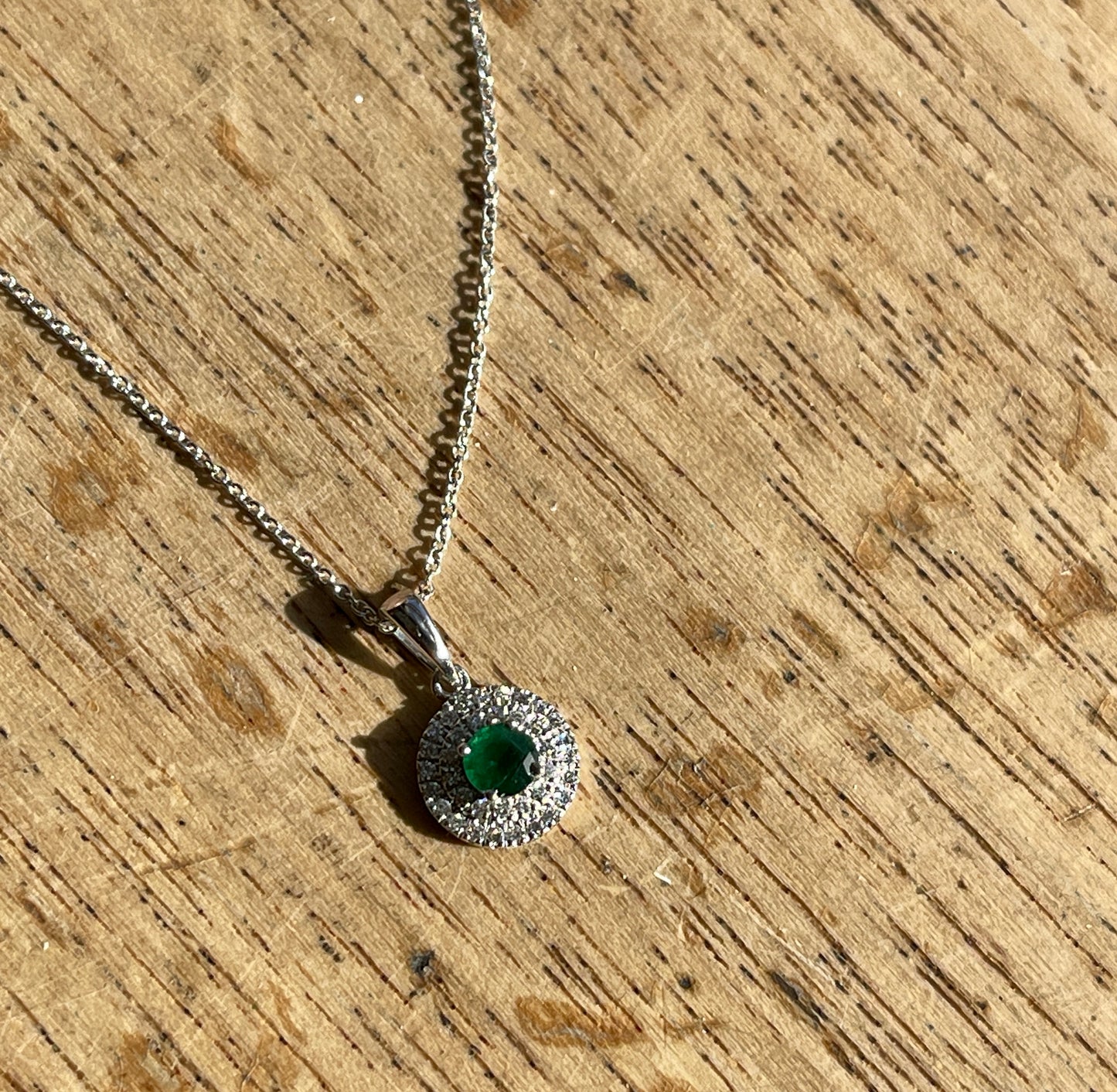 Emerald Double Halo Pendant