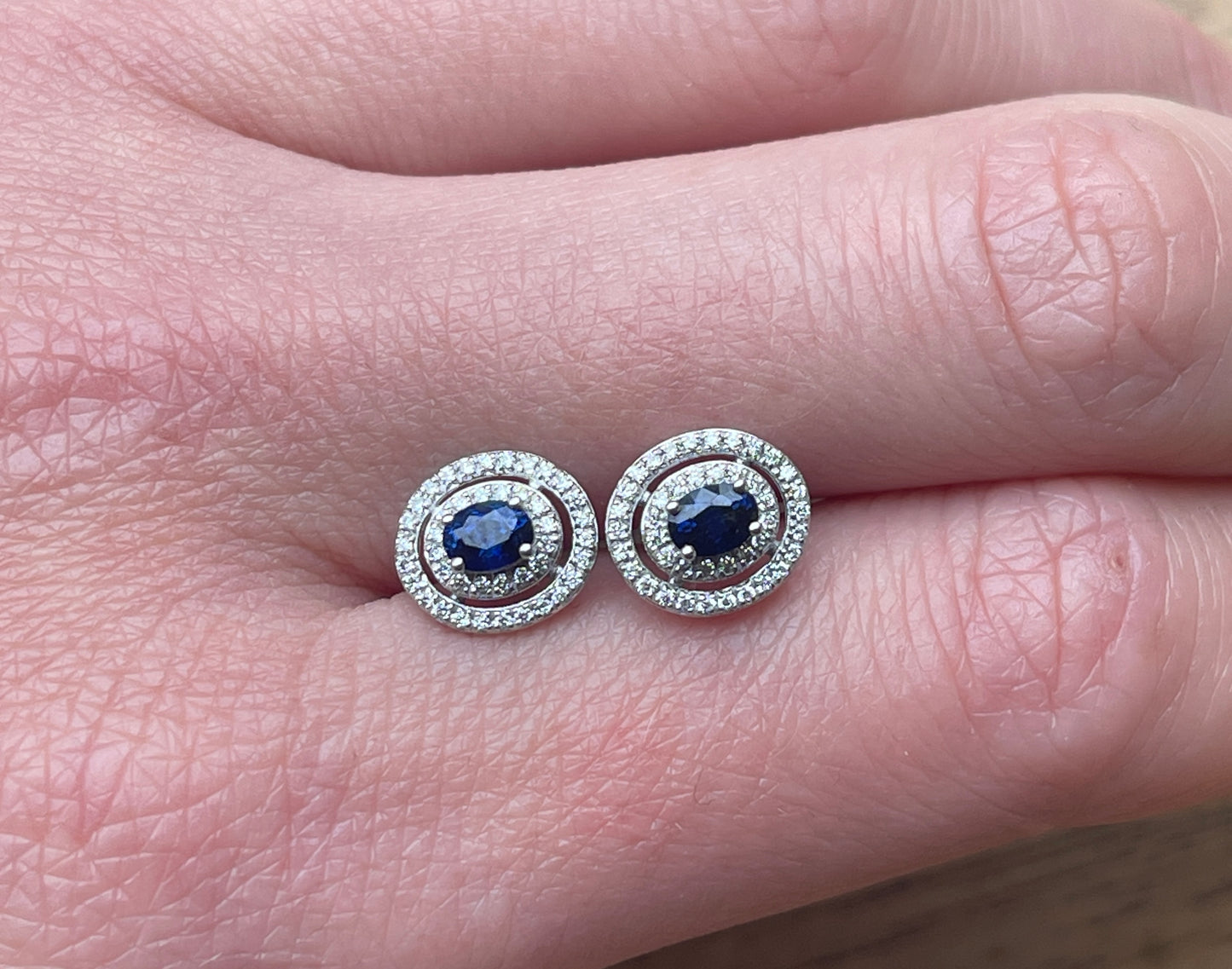 Double Halo Sapphire Earrings