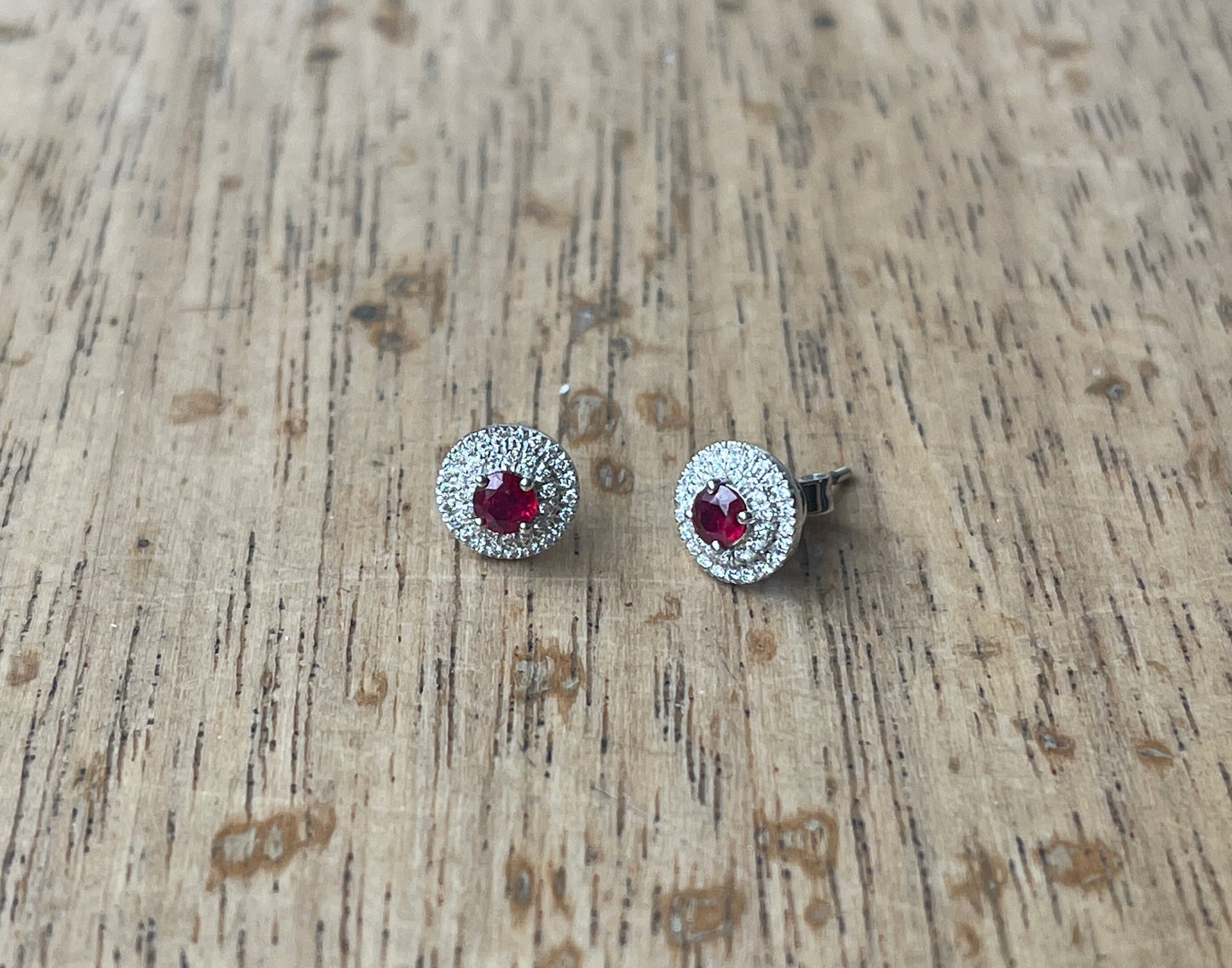 Ruby Double Halo Earrings