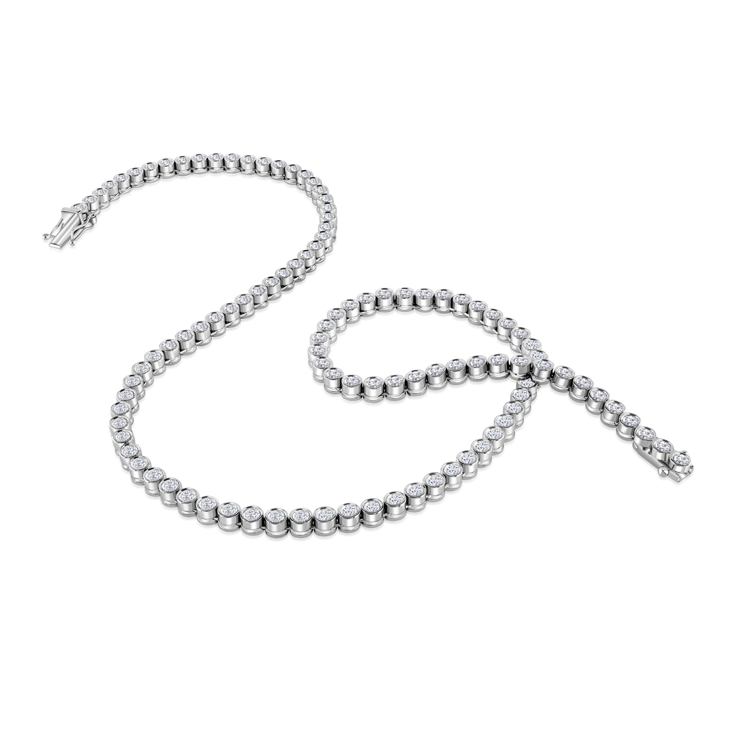 Diamond Rubover Straight Tennis Necklace