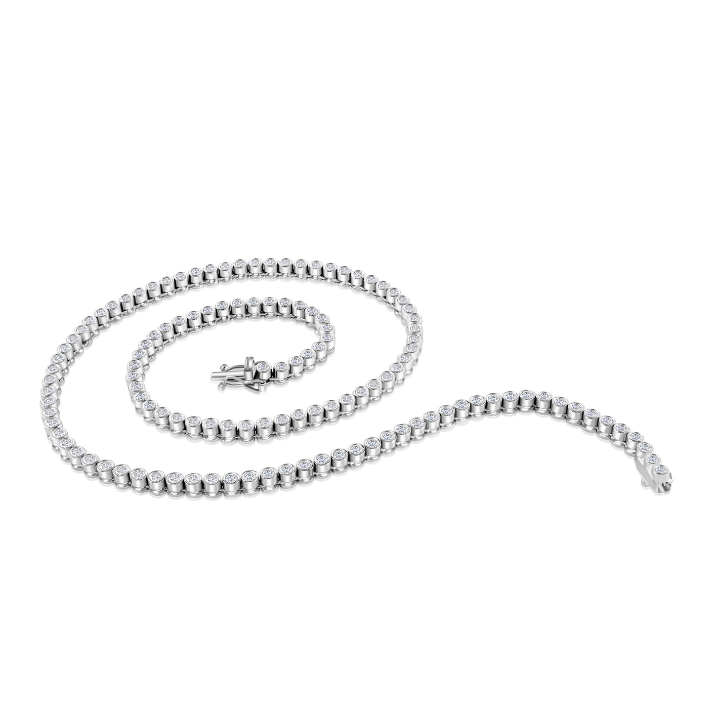 Diamond Rubover Straight Tennis Necklace