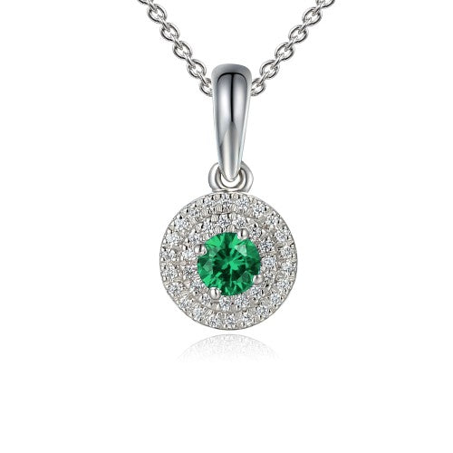 Emerald Double Halo Pendant