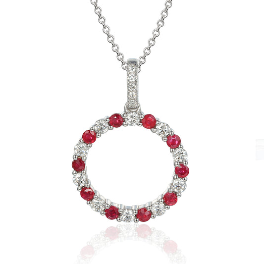 Ruby Circle Pendant Necklace