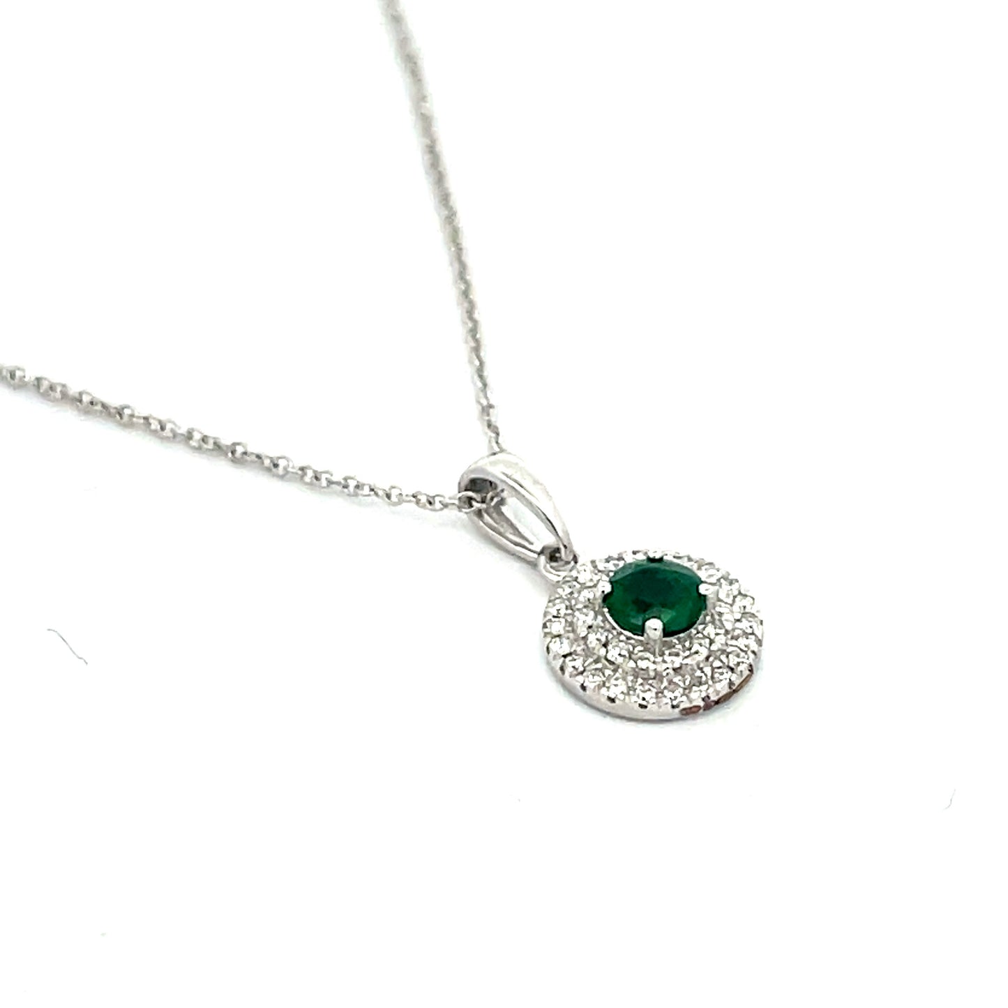 Emerald Double Halo Pendant