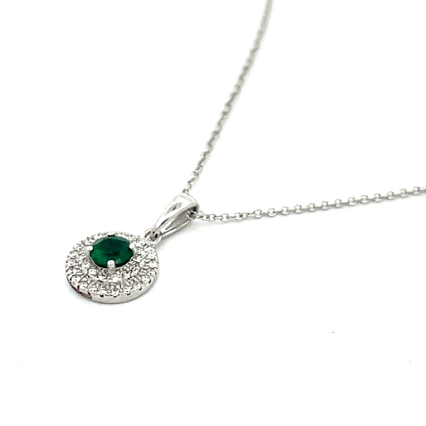 Emerald Double Halo Pendant