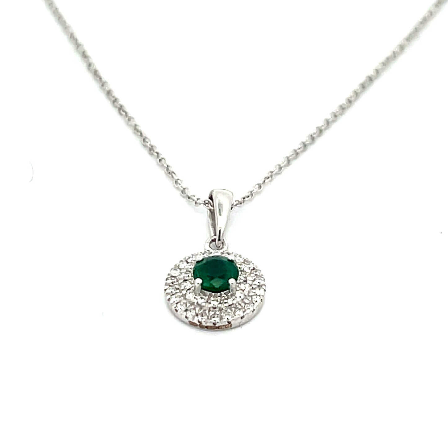 Emerald Double Halo Pendant