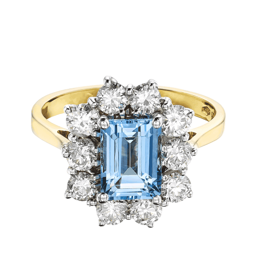 Aquamarine Cluster Ring