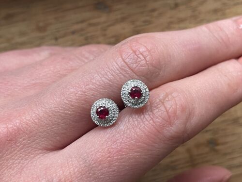 Ruby Double Halo Earrings